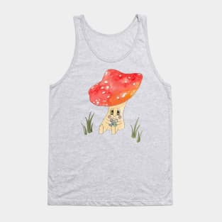 Cute Watercolor Mushroom Reading 4 Tank Top